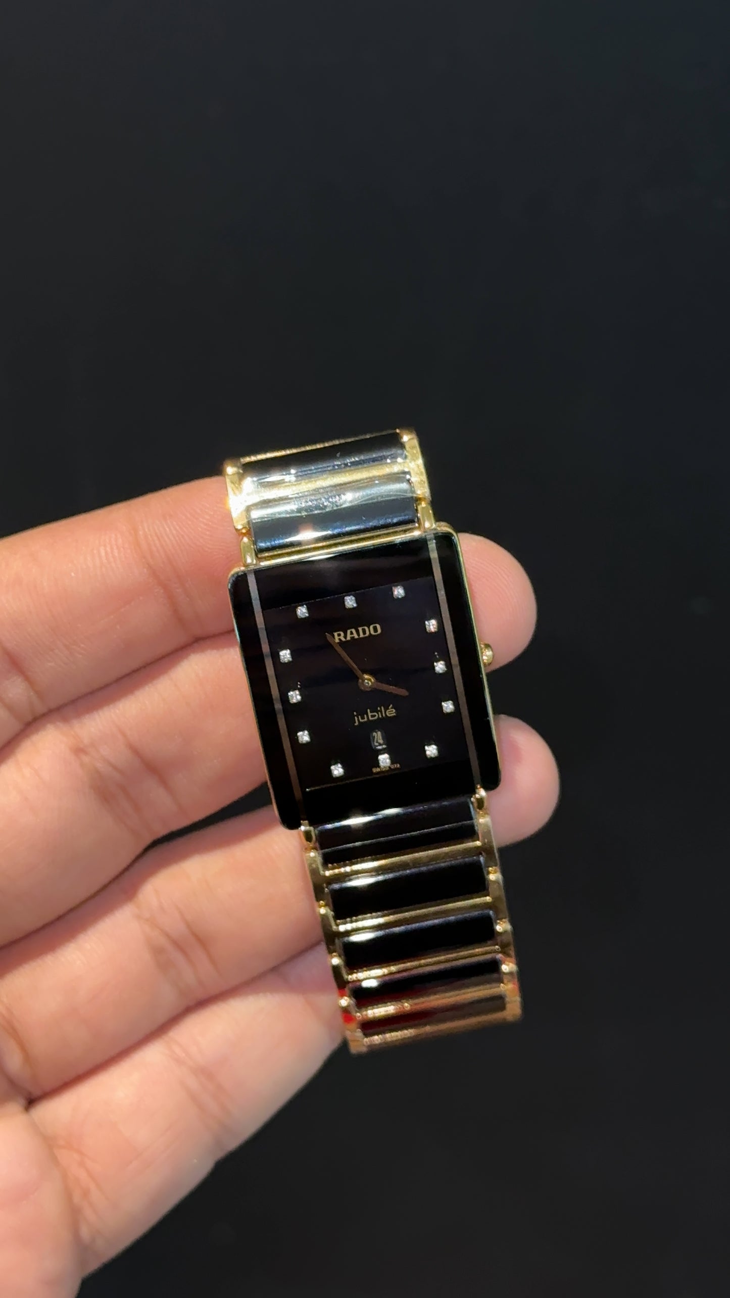 Rado Integral | Gold Black Two Tone | Diamond Digit | Black Dial