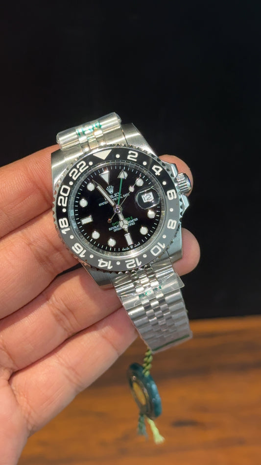 GMT Bruce Wayne | Silver Chain | Black Dial - twentyfour