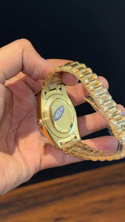 Premium DayDate |Gold Chain | Dark Green Dial