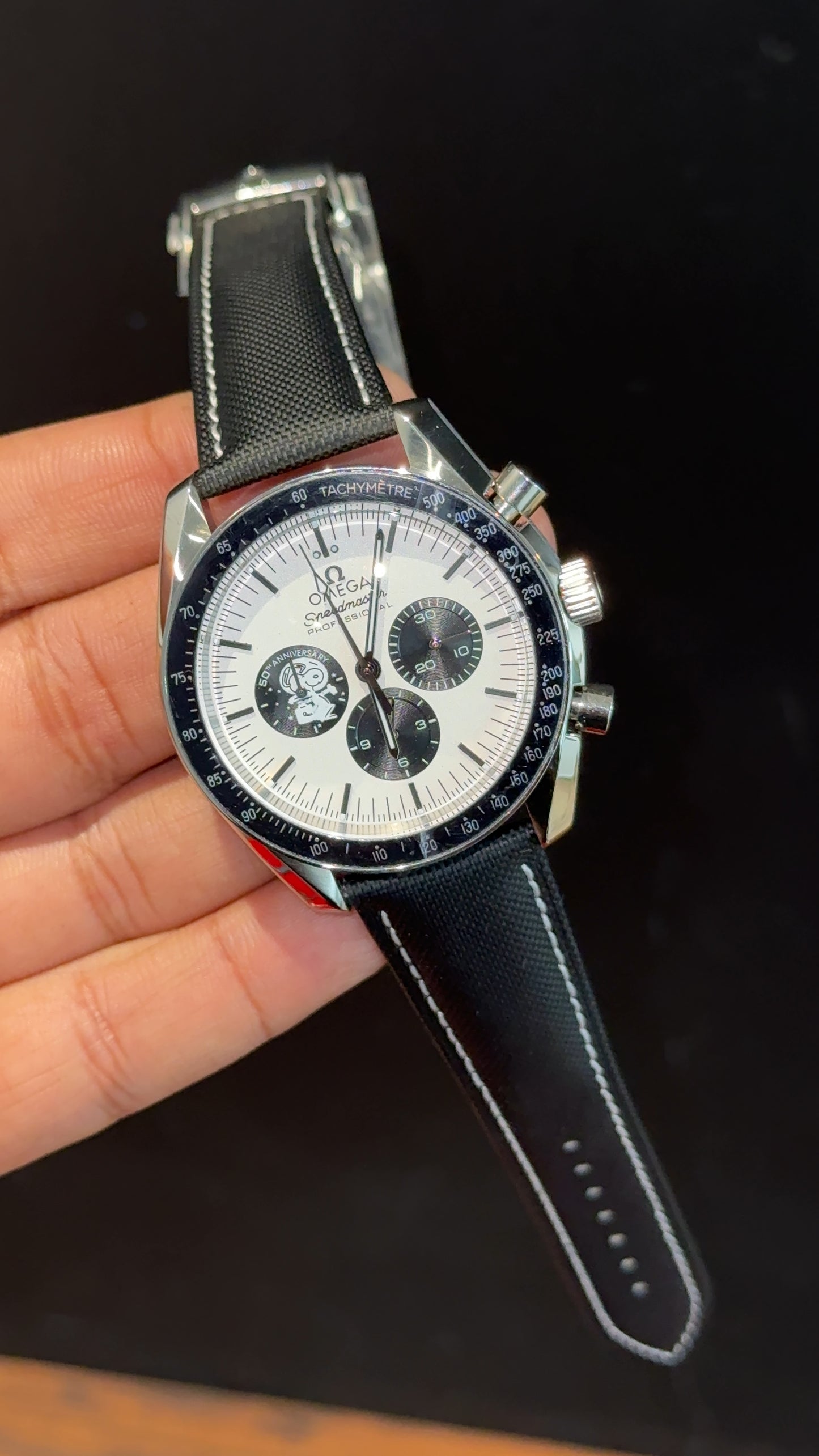 Omega Speedmaster | Snoopy | Chrono | Black Strap | White Dial - twentyfour