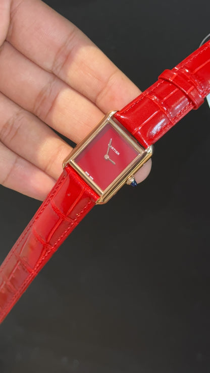 Cartier Tank | Rose | 36mm | Red Leather Strap | Red Dial - twentyfour