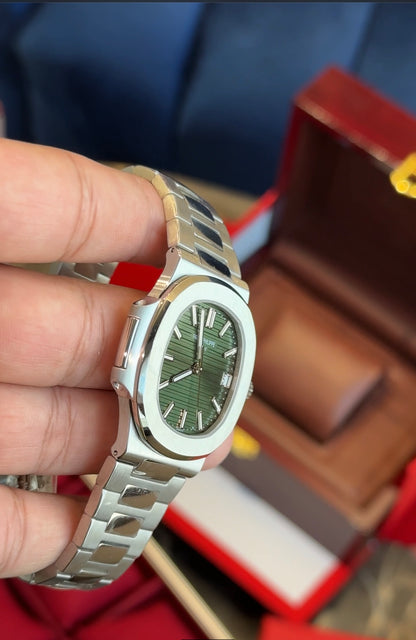 Patek naut silver olive green