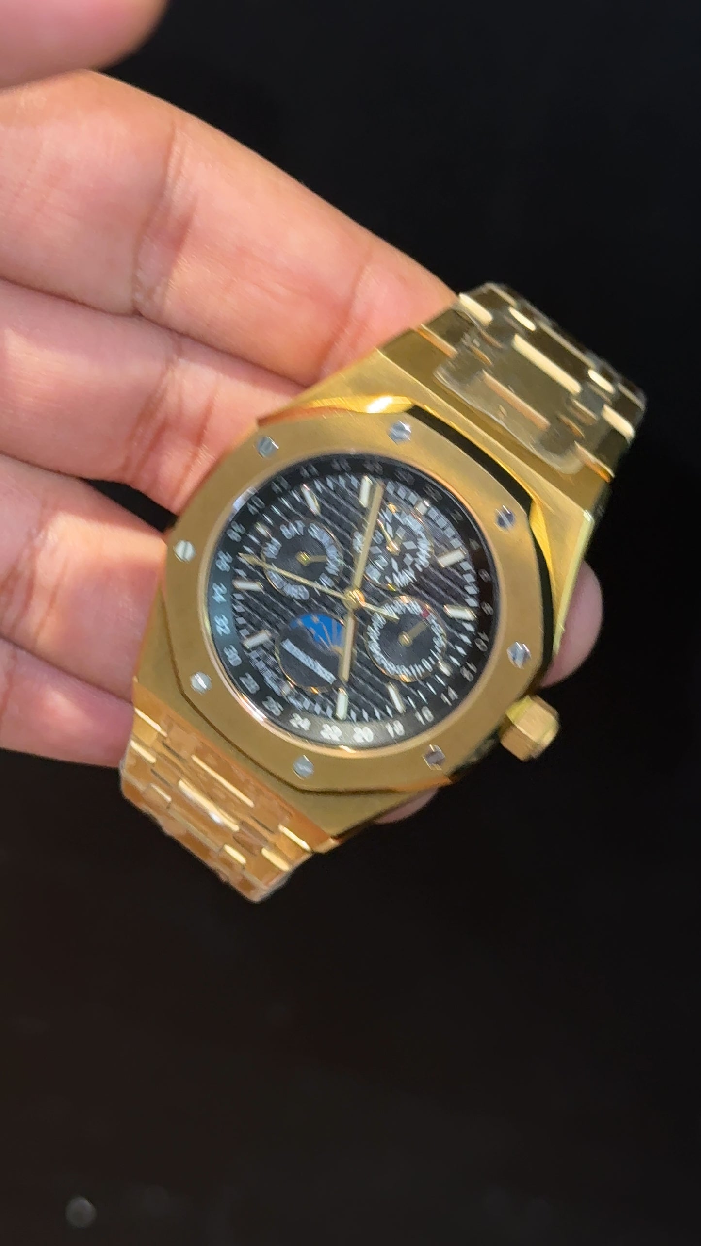 AP Auto | Gold Chain | Chrono | Calendar Edition | Black Dial