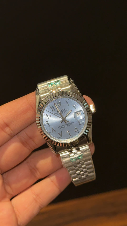 Datejust | 36mm | Silver Chain | Sky Blue Arabic Dial