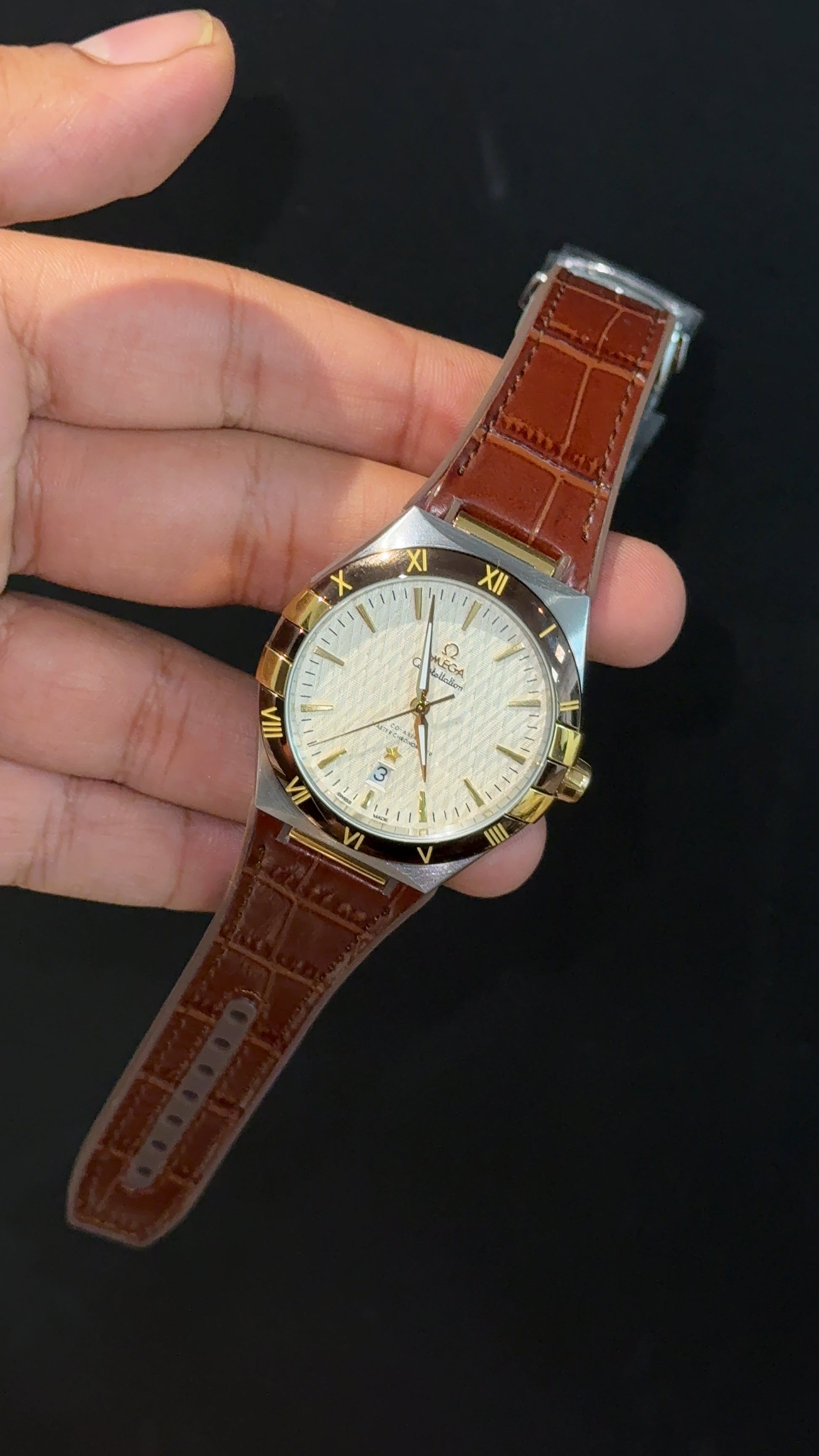 Omega Constellation | Silver Brown Case | Brown Strap | White Box Dial - twentyfour