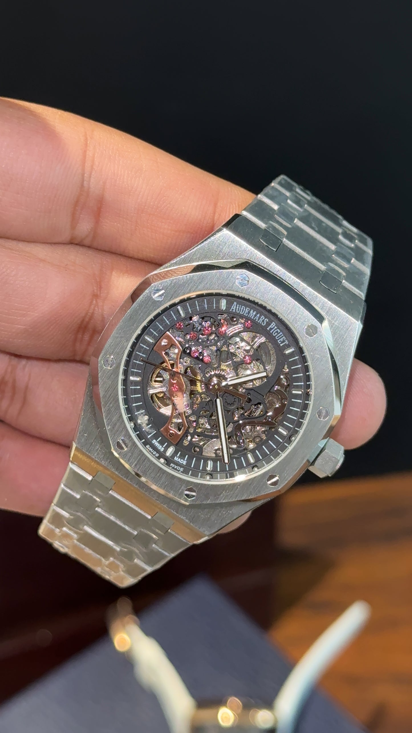 AP Skeleton | Auto | Silver Chain | Black Dial