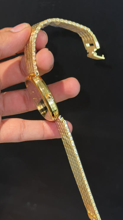 Pp Ellipse | Gold Mesh Chain | Black Ebony Dial
