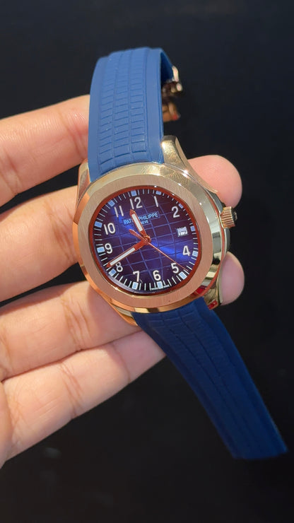 Pp Auto | Aquanaut | Blue Strap | Rose Blue Strap