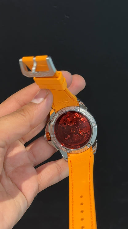 Jacob And Co | Rose Case | CR7 Edition | Orange Black Strap |Pendulum | Orange Machine Dial