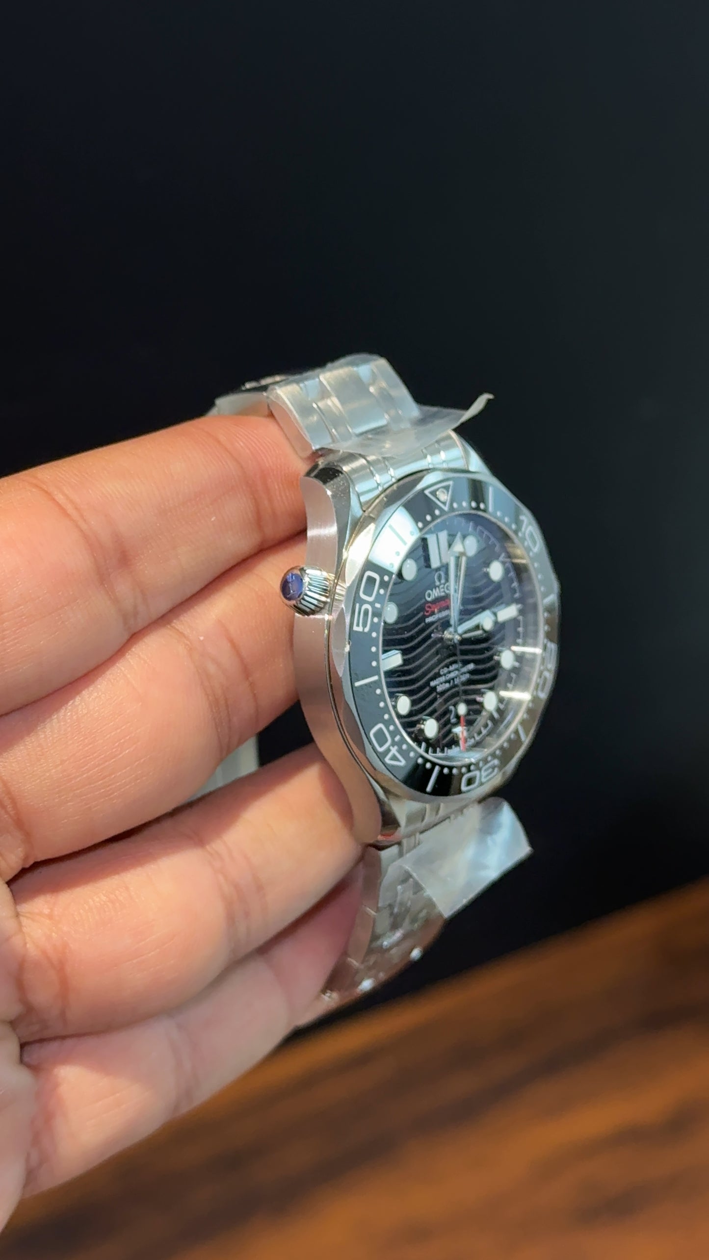 Executive Omega Seamaster | Silver Chain | Black Bezel | Black Dial