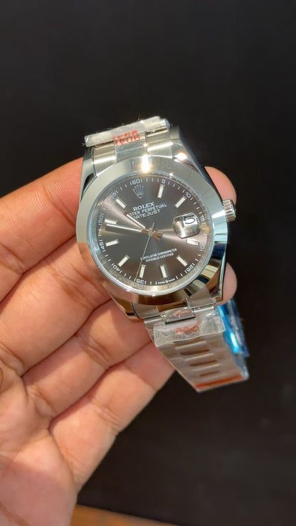 Datejust | Silver Oyester Chain | Plain Bezel | Grey Dial - twentyfour