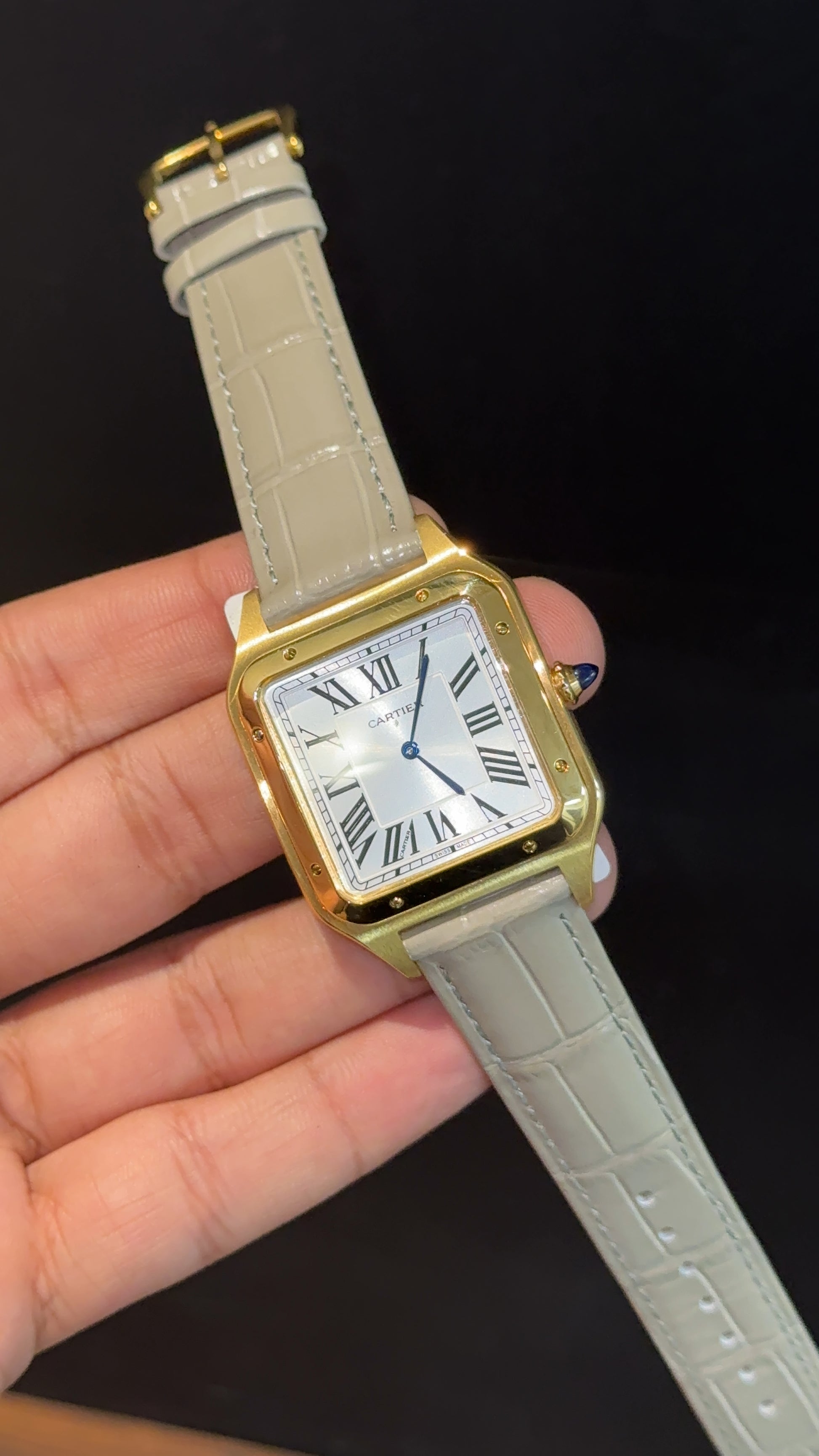 Cartier Dumont Lacquer | Gold Case | Cream Leather Strap | White Dial - twentyfour
