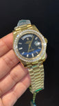 DayDate | Diamond Bezel | Gold Chain | Black Marble Dial