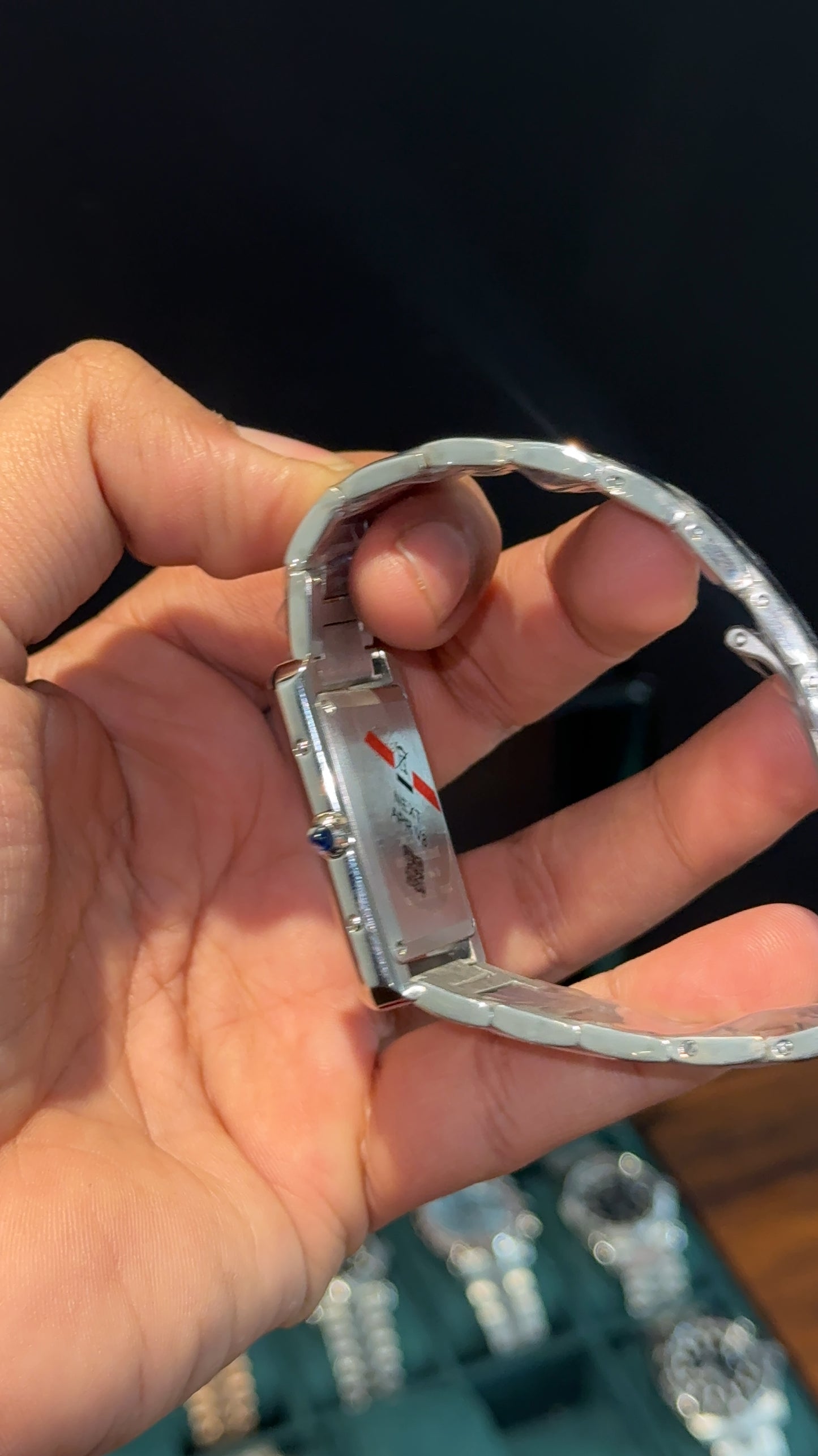 Cartier Tank | Silver Chain | Black Dial