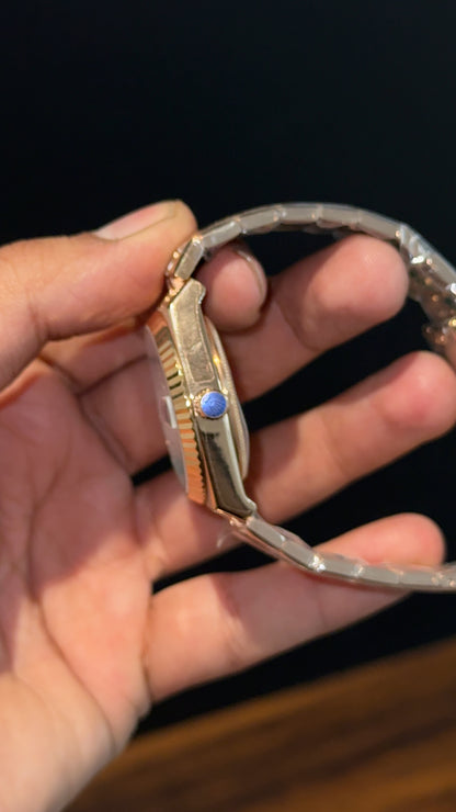 Premium Land Dweller | 36mm | Rose Chain | White Textured Dial