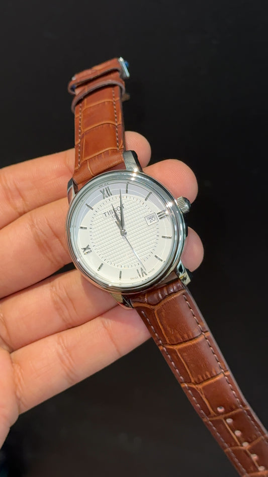 Tissot 1853 | Silver Case | Brown Leather Strap | White Textured Dial - twentyfour