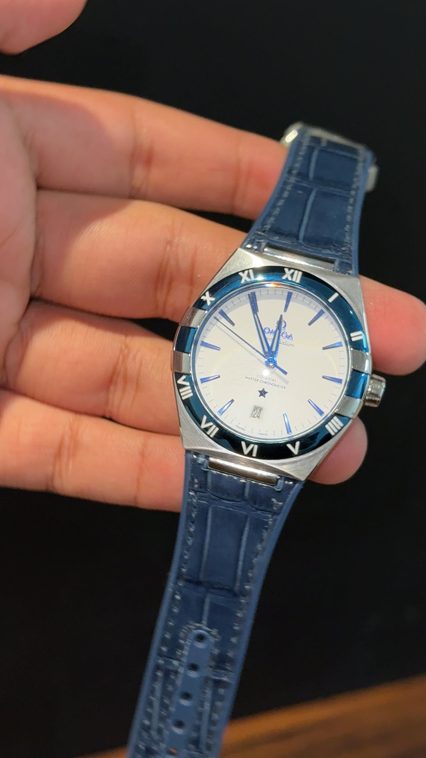 Omega Constellation | Silver Blue Case | Blue Strap | White Dial