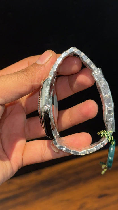 DayDate | Silver Chain | Arabic Digit | Sky Blue Dial