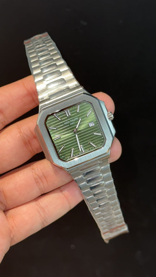 Pp Auto | Cubitus | Silver Chain | Green Dial - twentyfour