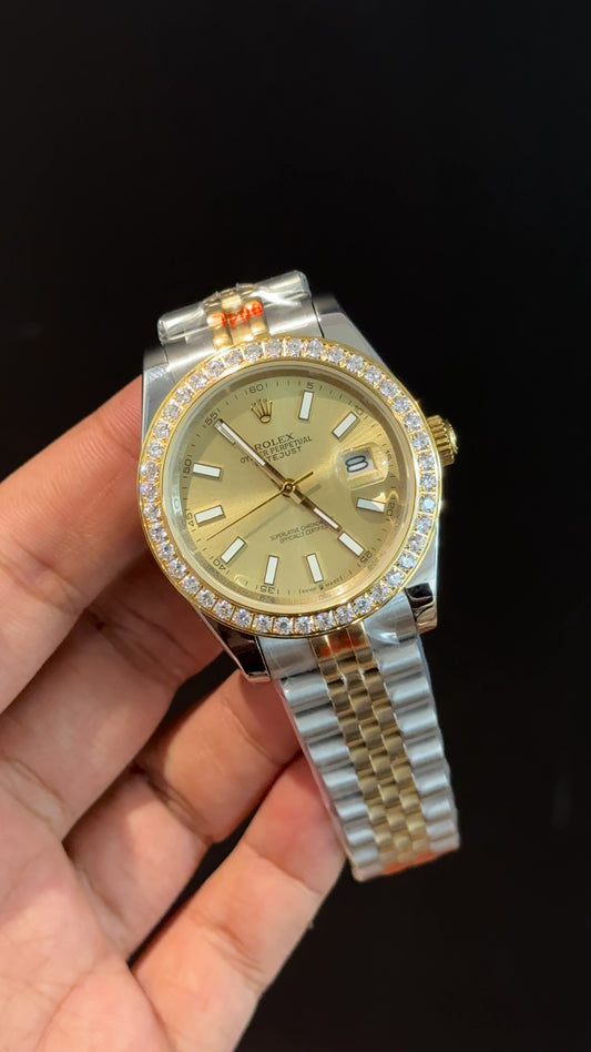 DateJust | Diamond Bezel | Gold Two Tone | Gold Dial