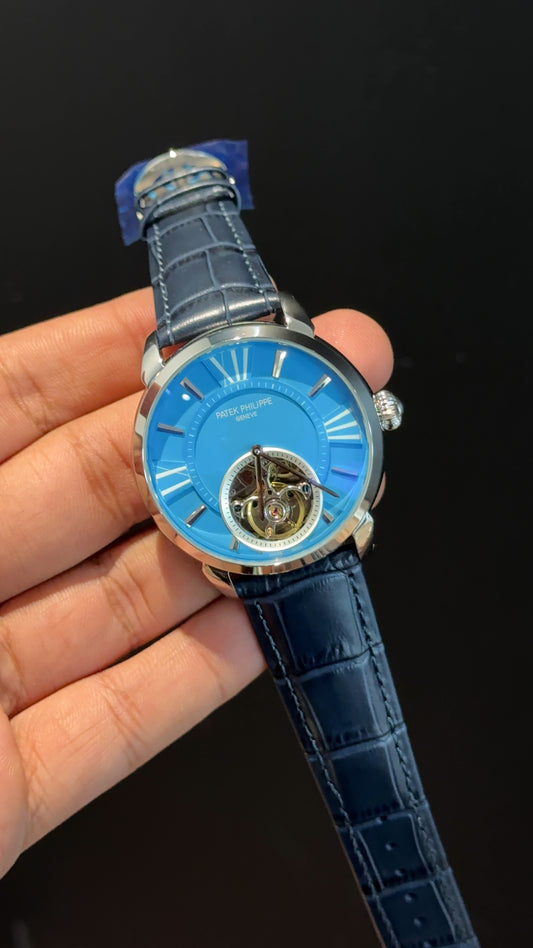 PP Auto | Silver | Pendulum | Blue Leather Strap | Tiffany Index Dial