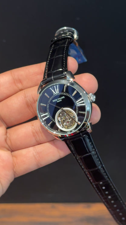 Pp Auto | Pendulum | Silver | Black Strap | Black Circle Dial