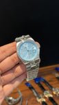 Land Dweller | Silver Chain | Diamond Bezel | Sky Blue Textured Dial