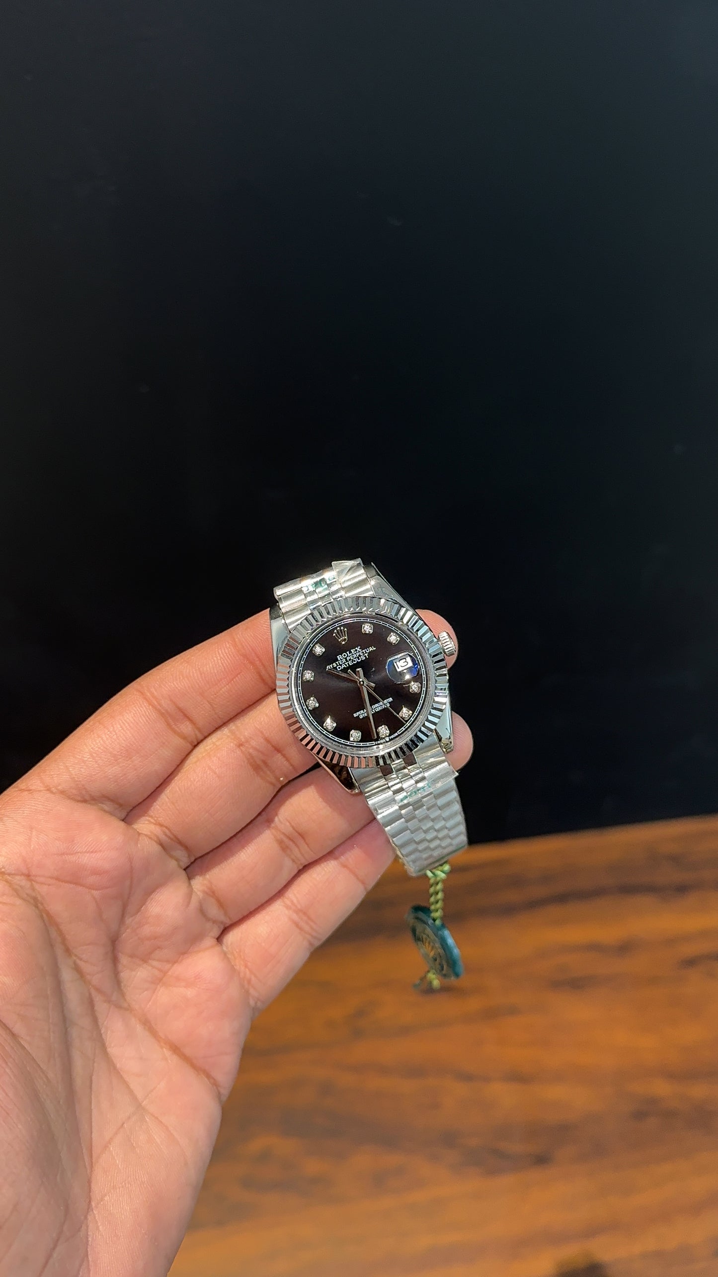 Datejust | Silver Chain | Diamond Digit | Black Dial