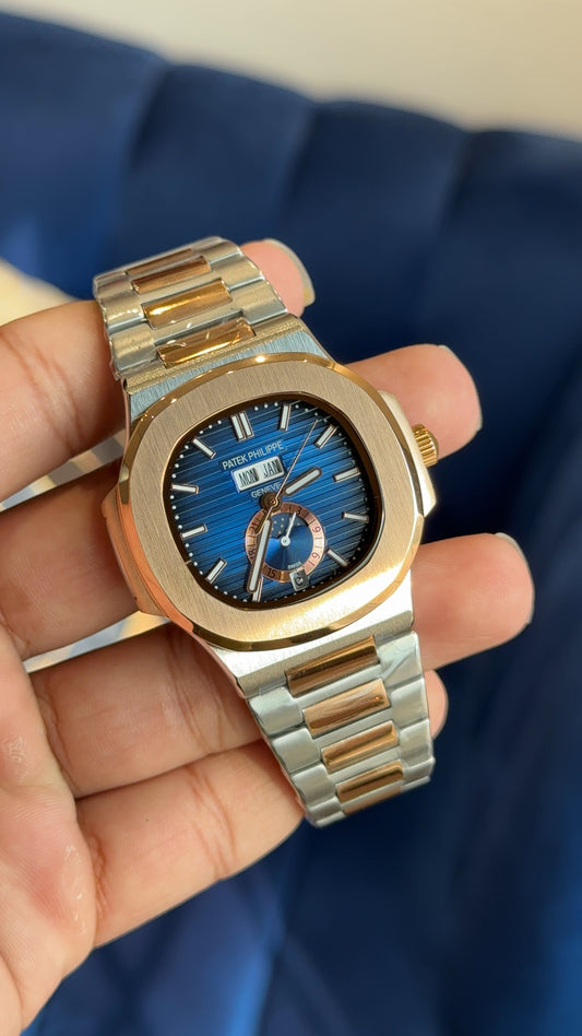 Pp Auto Rose  | Two Tone | Blue Dial | Moonphase