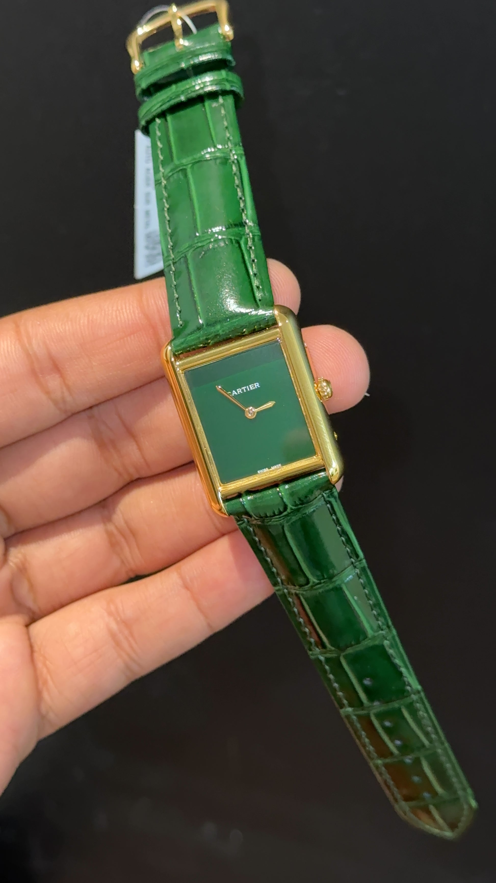 Cartier Tank | Gold | 36mm | Green Leather Strap | Green Dial - twentyfour
