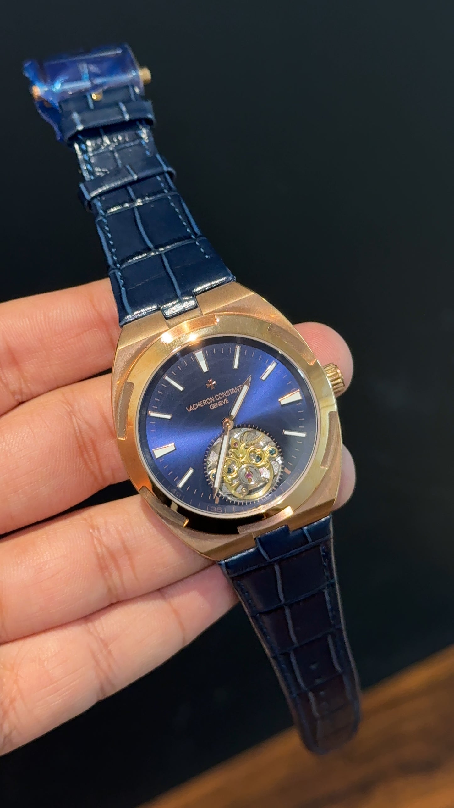 Vacheron Constantin | Rose | Blue Leather Strap | Tourbillon | Shaddy Blue Dial