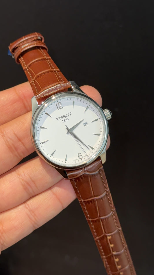 Tissot 1853 | Silver Case | Brown Leather Strap | White Classic Dial - twentyfour