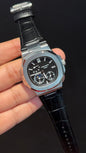 Pp Auto | Silver Case | Black Strap | Moonphase | Sub Black Dial