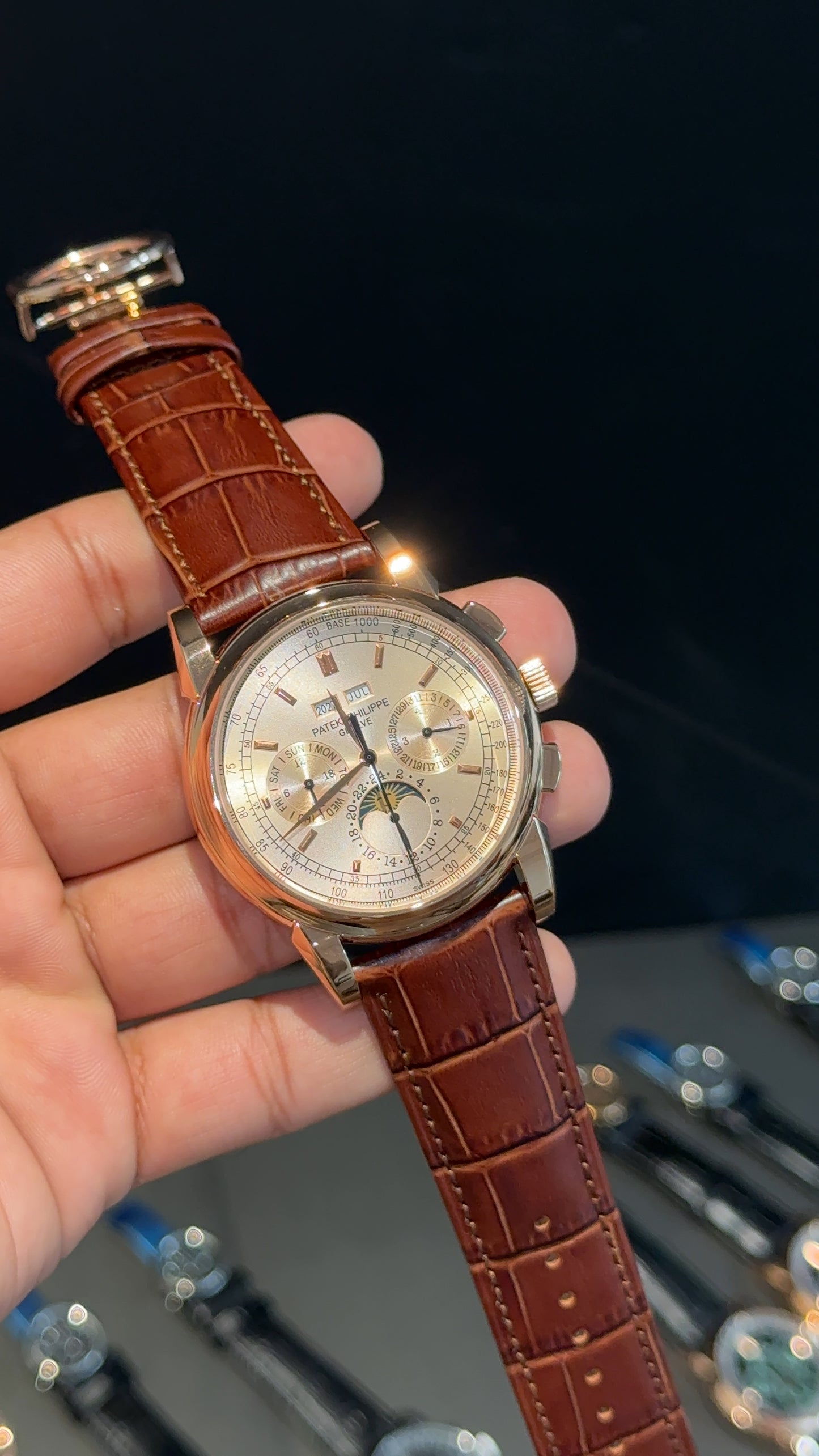Patek Century | Auto | DayDate |  Gold Dial | Brown  leather strap