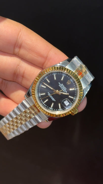 Datejusy | 36mm | Gold Two Tone  | Black Dial