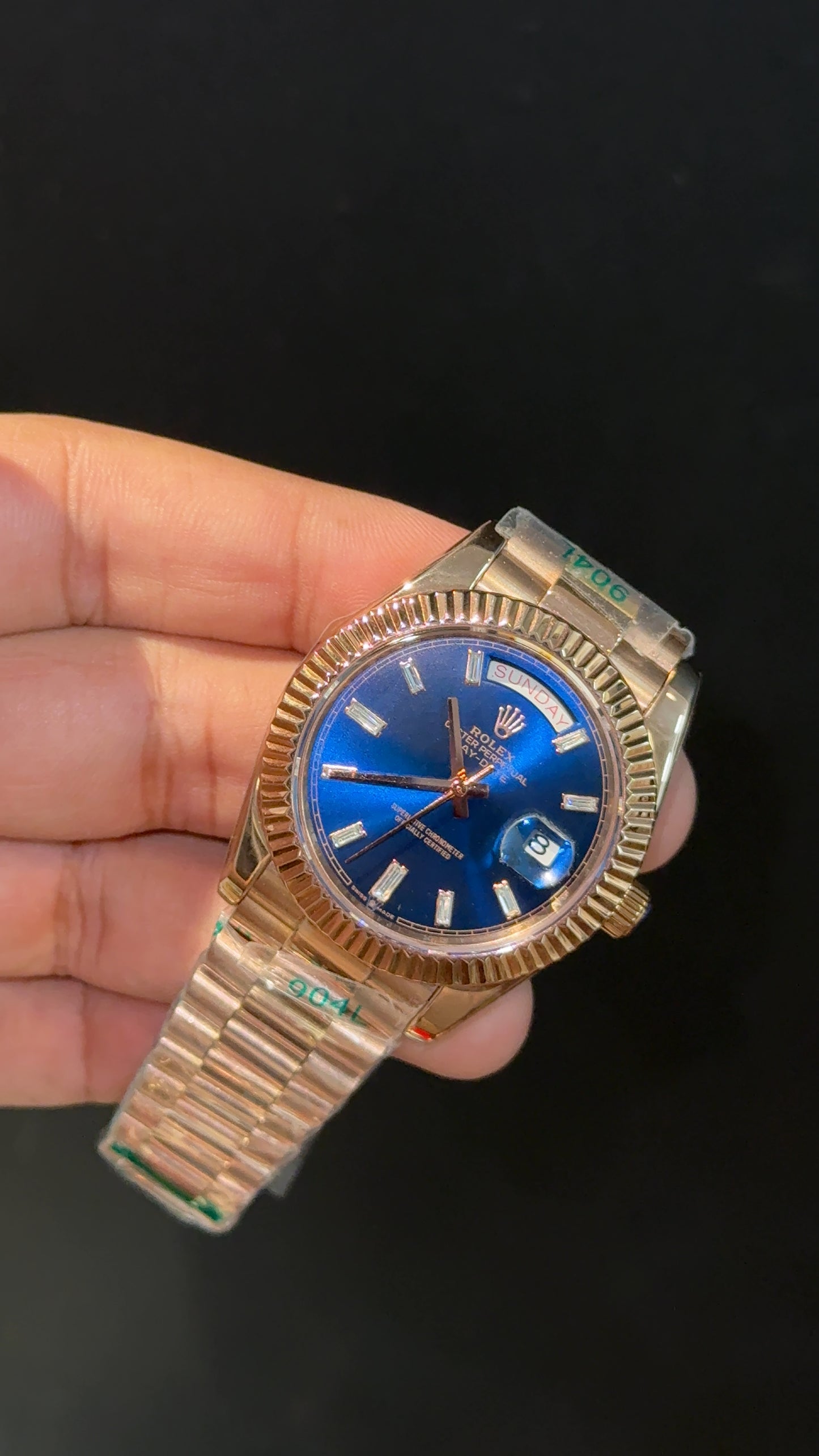 DayDate | Rose Chain | Pearl Digit | Blue Dial
