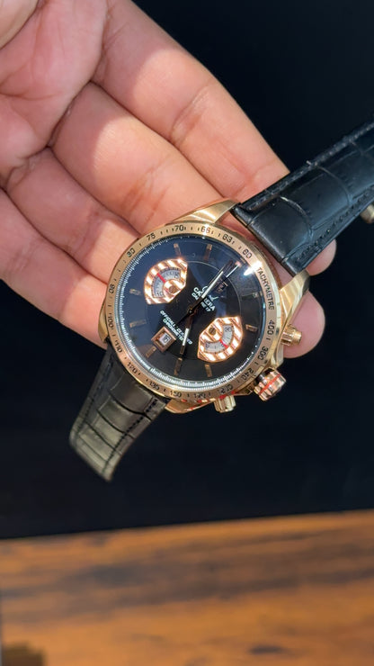 Tag Carrera | Calibre 17 | Rose | Black Strap | Chrono | Black Dial