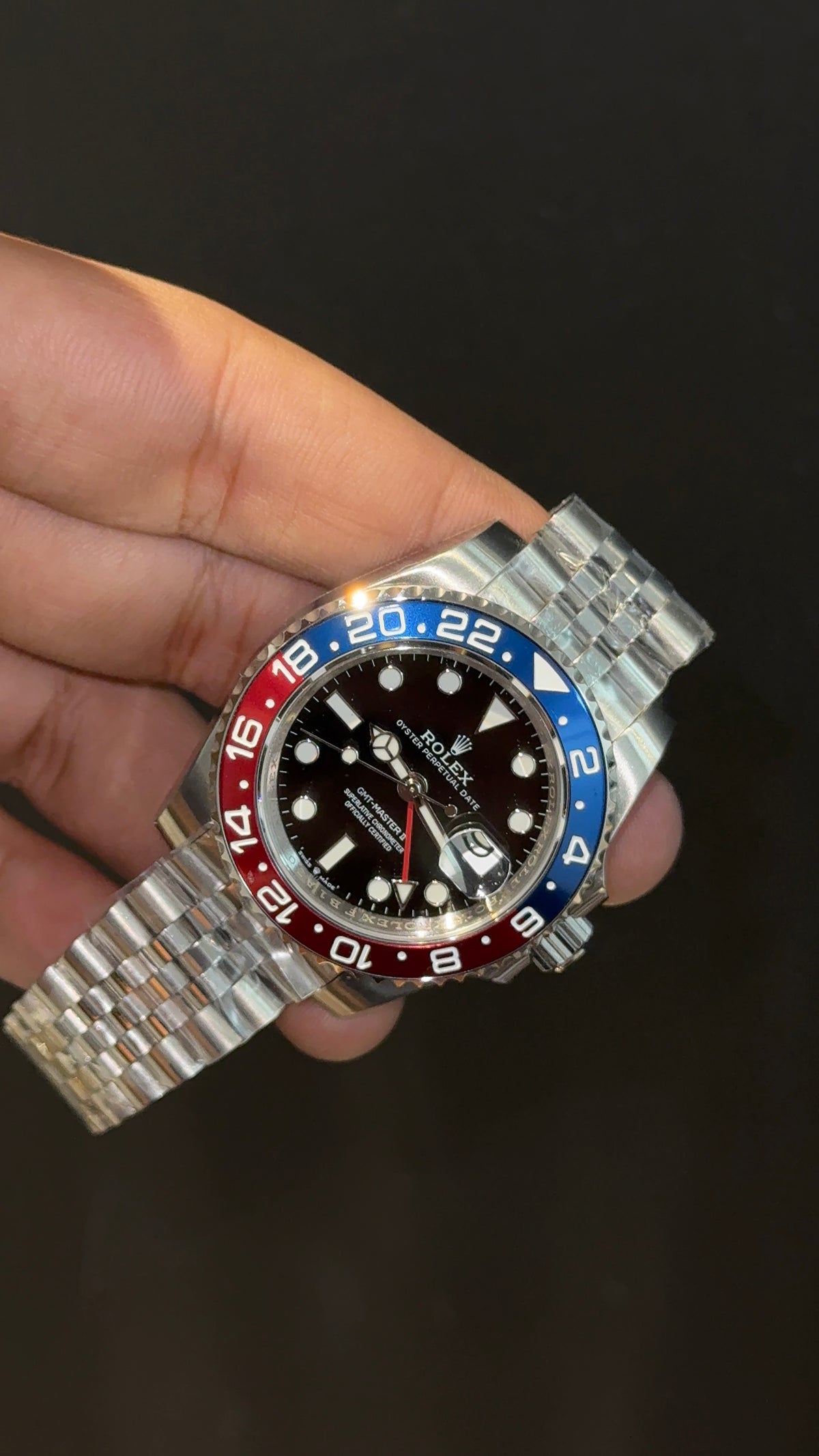 Premium GMT Pepsi | Silver Chain | Black Dial