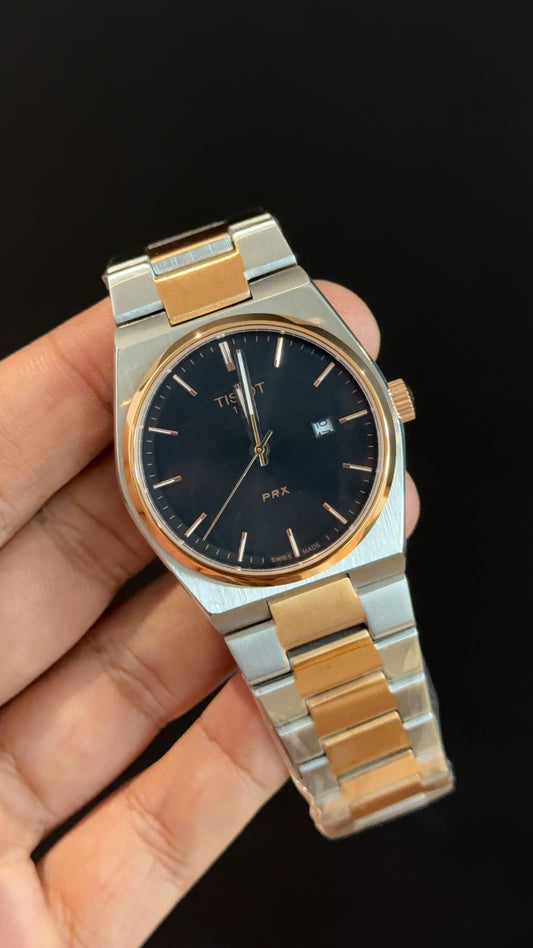 Tissot Prx | Rose Two Tone | Black Plain Dial