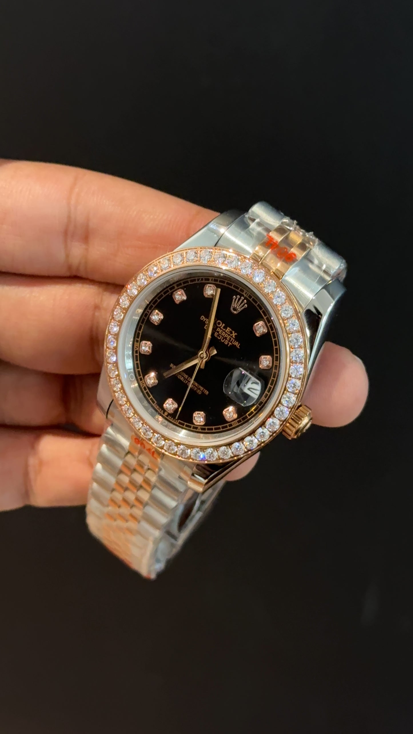 Datejust | Diamond Bezel | Rose Two Tone | Black Diamond Dial