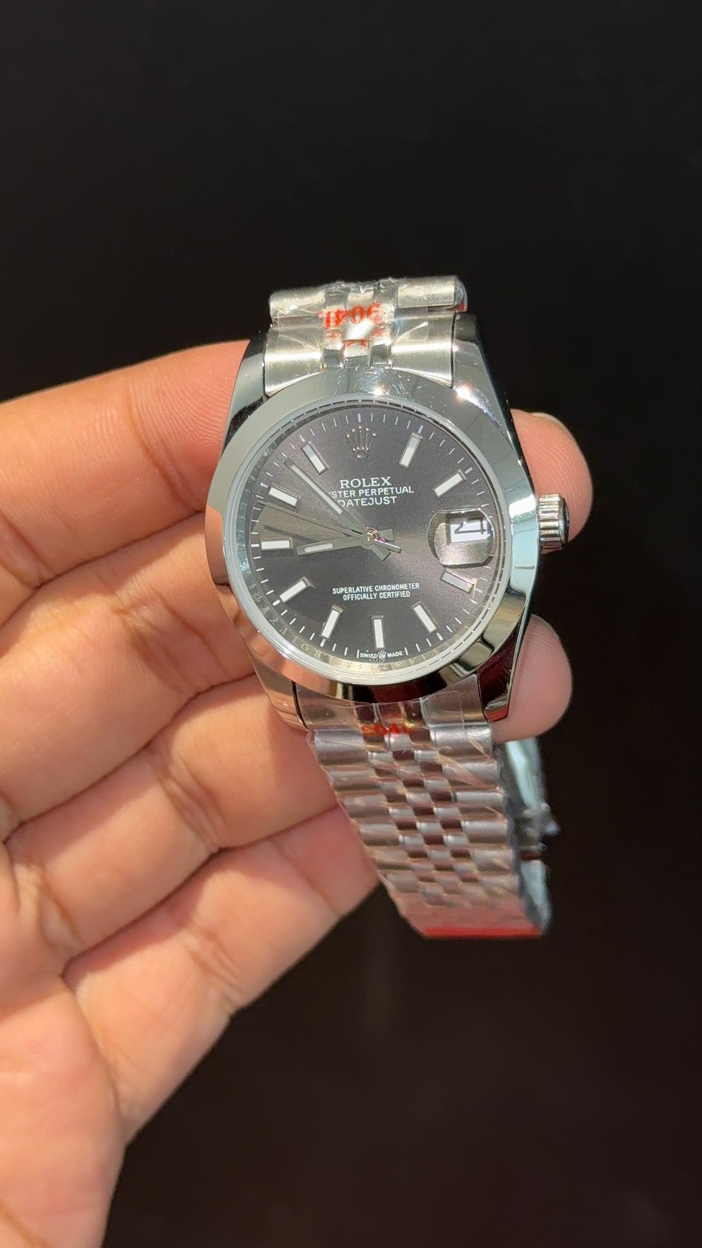 Datejusy | 36mm | Silver Chain | Plain Bezel | Grey Dial