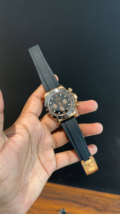 Daytona | Rose | Pvc Strap | Rose Chrono | Black Dial