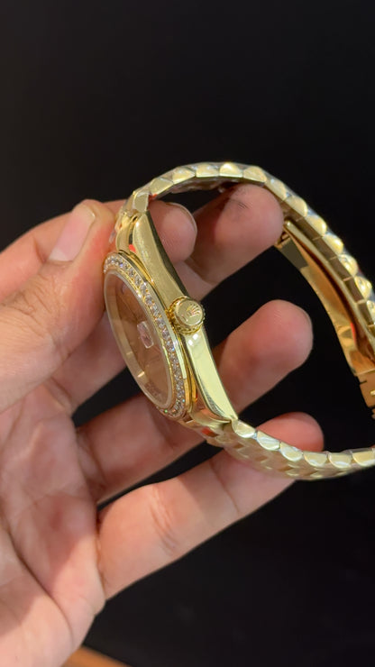 Daydate | Diamond Bezel | Gold Chain | Gold Index Dial