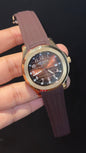 Pp Auto | Aquanaut | Rose Case | Brown Strap | Gradient Brownish Dial
