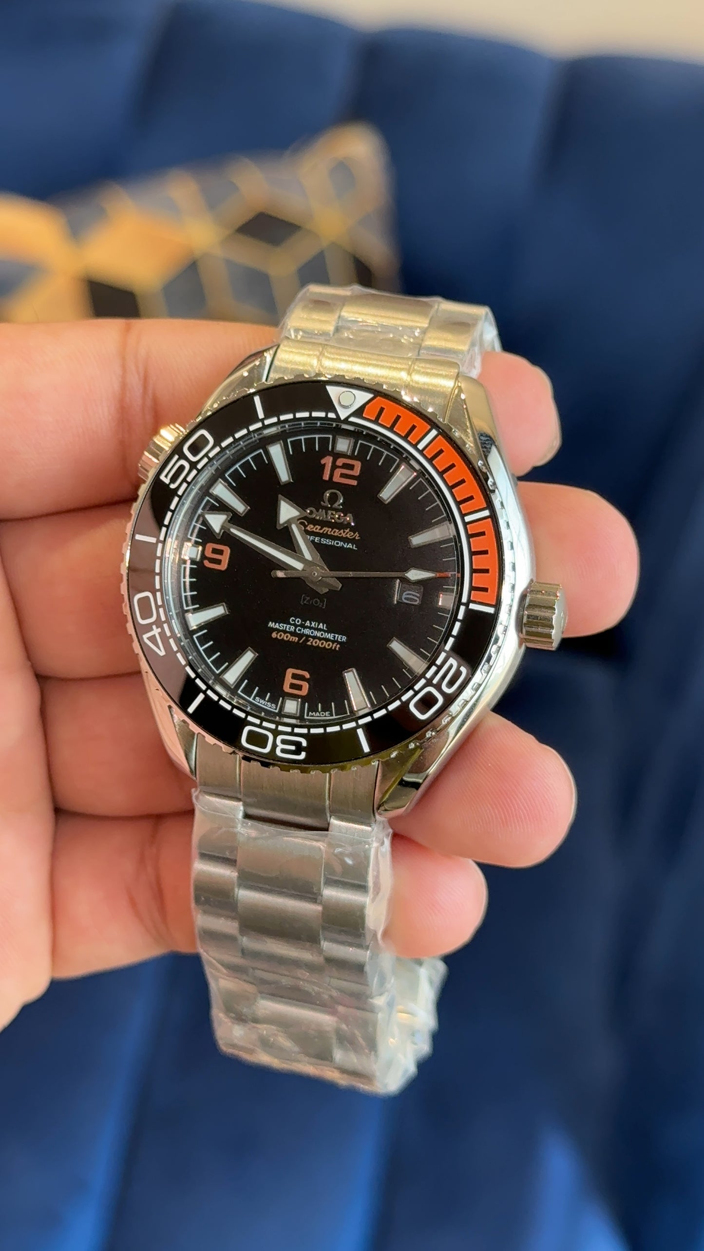 Omega Seamaster Auto | Silver | Orange Bezel | Black Dial