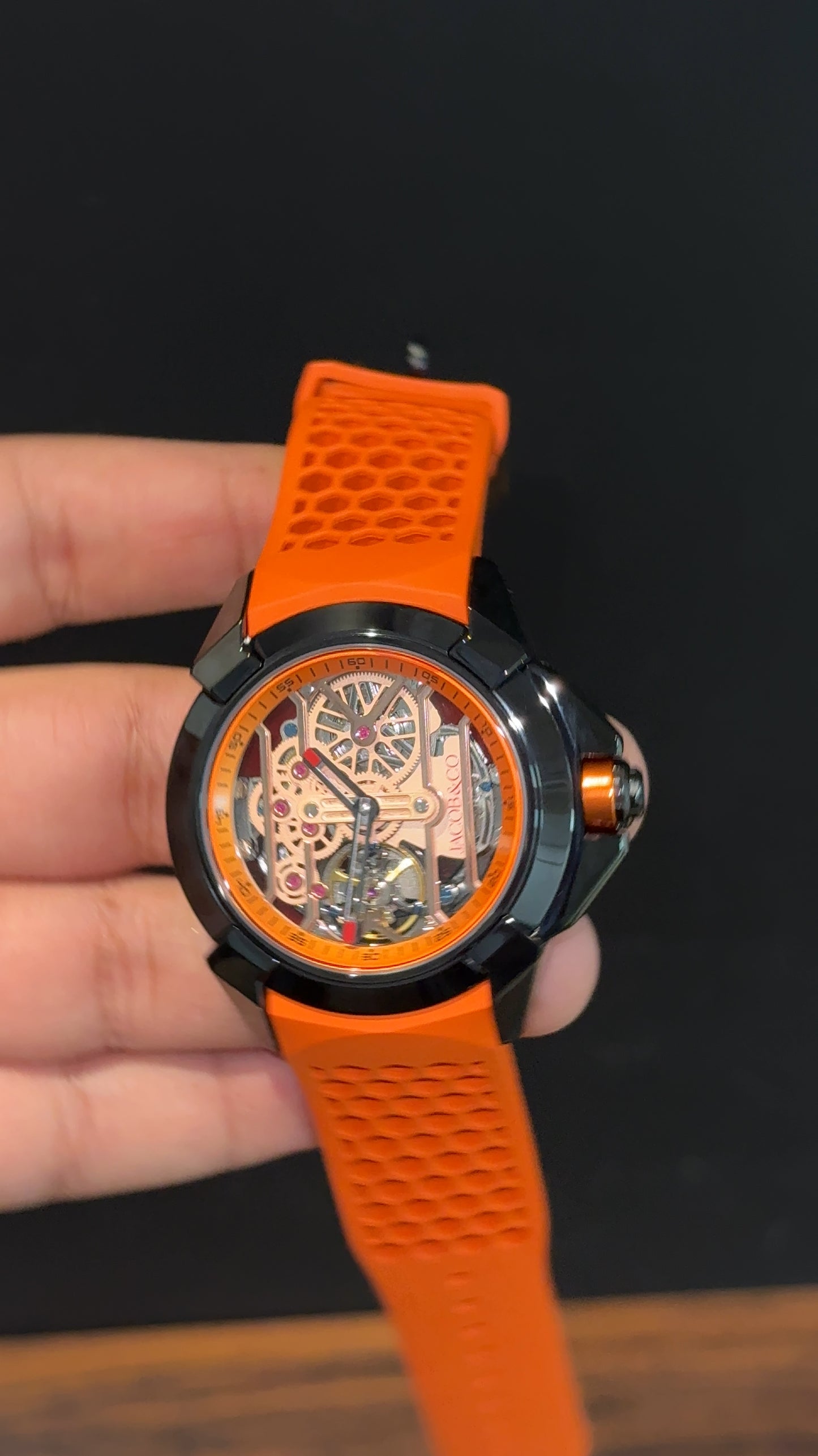 Jacob And Co | Black Case | CR7 Edition | Orange Strap | Pendulum | Orange Machine Dial