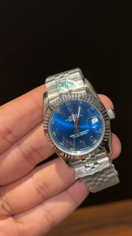 Datejust | 36mm | Silver Chain | Blue Arabic Dial
