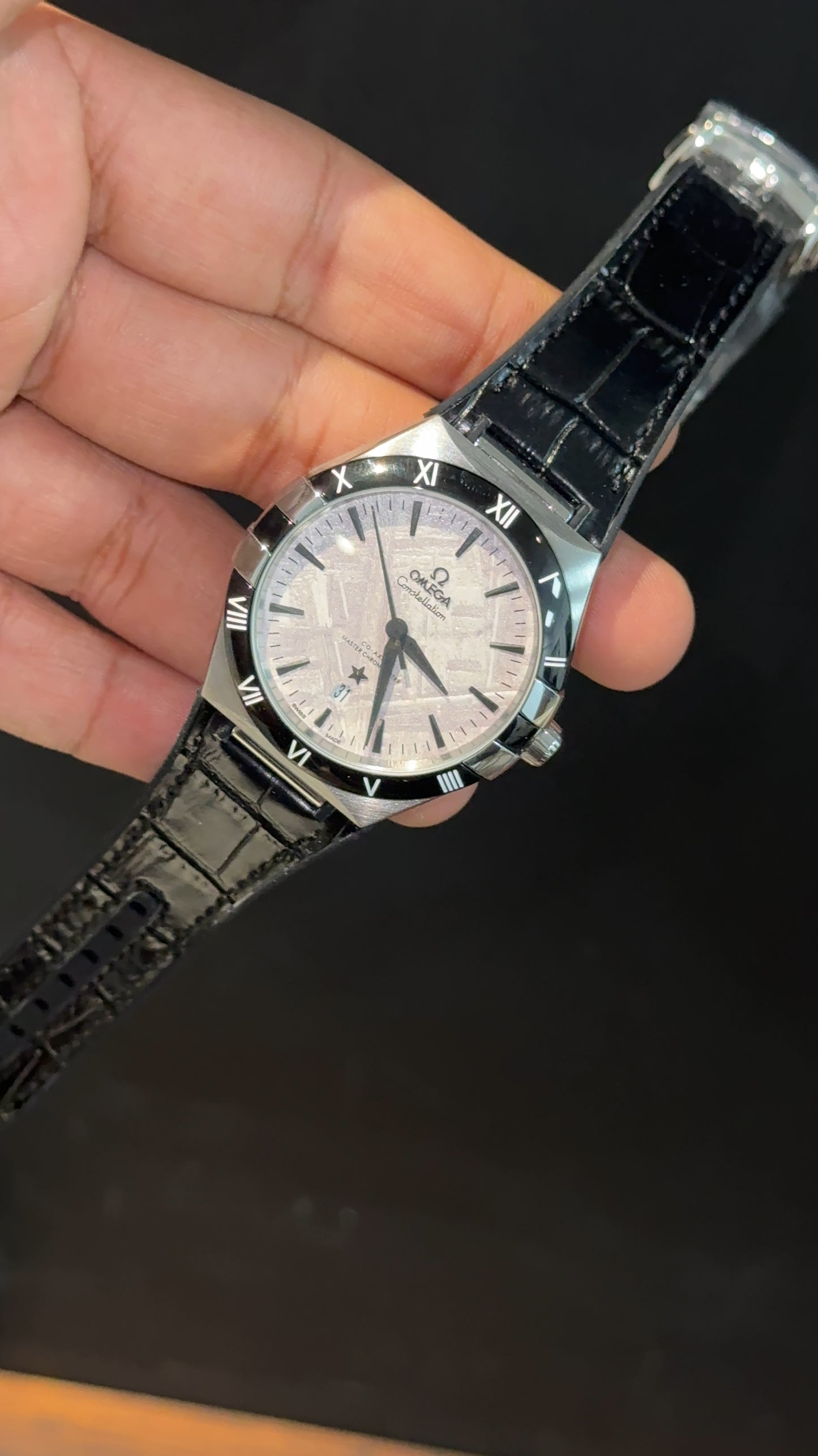 Omega Constellation | Silver Case | Black Strap | White Textured Dial - twentyfour