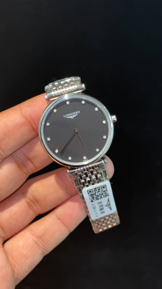 Longines | Silver Chain | Black Diamond Dial - twentyfour