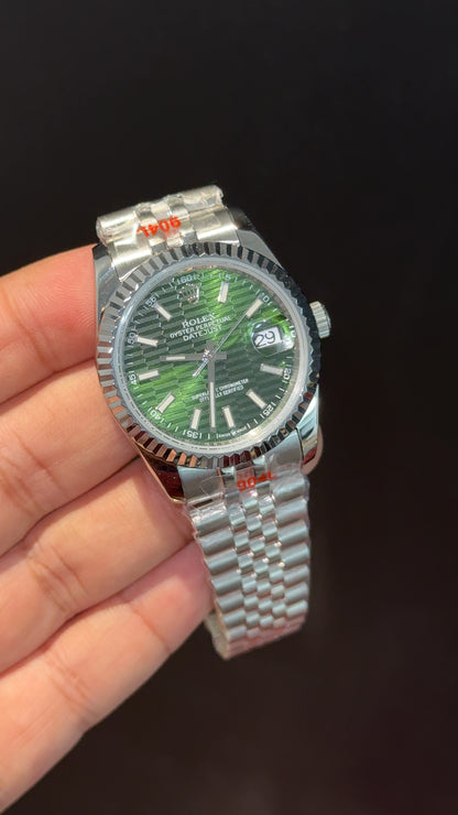 Datejust | 36mm | Silver Chain | Green Textured Dial